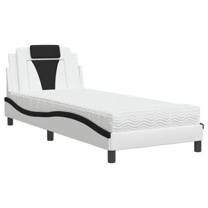 vidaXL Bett "Viana" mit Matratze Wei&szlig; und Schwarz 80x200 cm Kunstleder