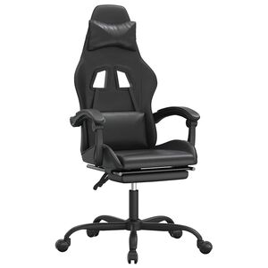 vidaXL Gaming-Stuhl mit Fu&szlig;st&uuml;tze Drehbar Schwarz Kunstleder
