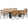 vidaXL Garten Essgruppe 9 pcs Schwarz und Braun Poly-Rattan