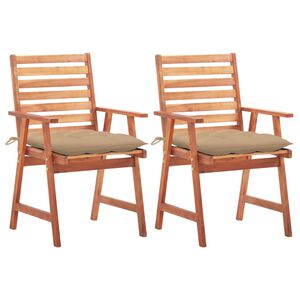 vidaXL Garten-Essst&uuml;hle 2 Stk. mit Kissen Massivholz Akazie