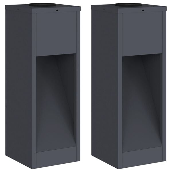 vidaXL Solar LED Wegeleuchte 2 pcs Anthrazit Kalt gewalzter Stahl