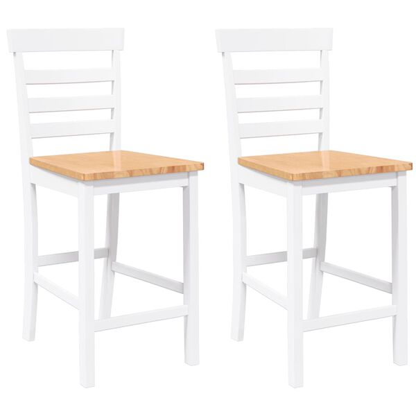 vidaXL Barhocker 2 Stk. Weiß Massivholz Gummibaum