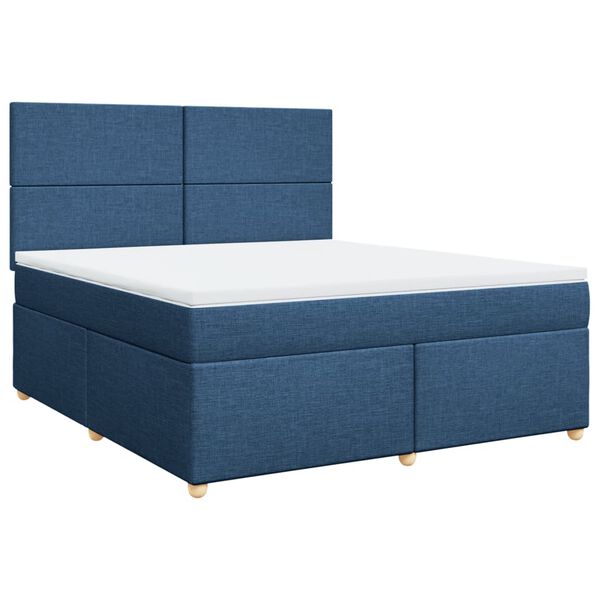 vidaXL Boxspringbett mit Matratze Blau 180x200 cm Stoff