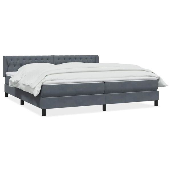 vidaXL Boxspringbett mit Matratze Dunkelgrau 180x210 cm Samt