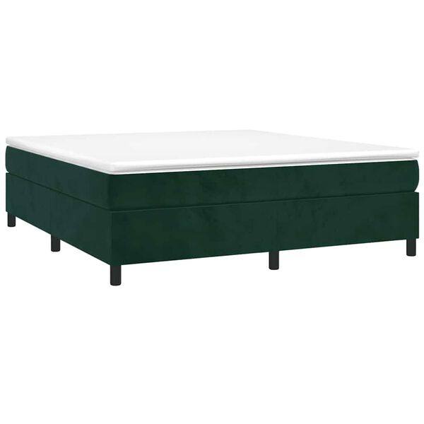 vidaXL Boxspringbett mit Matratze Dunkelgrün 200x200 cm Samt
