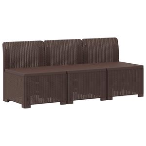 vidaXL 3-Sitzer Garten Sofa Rattan Look PP Braun