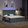 vidaXL Ottoman-Bett mit Matratzen & LEDs Dunkelgrau 200x200 cm Stoff