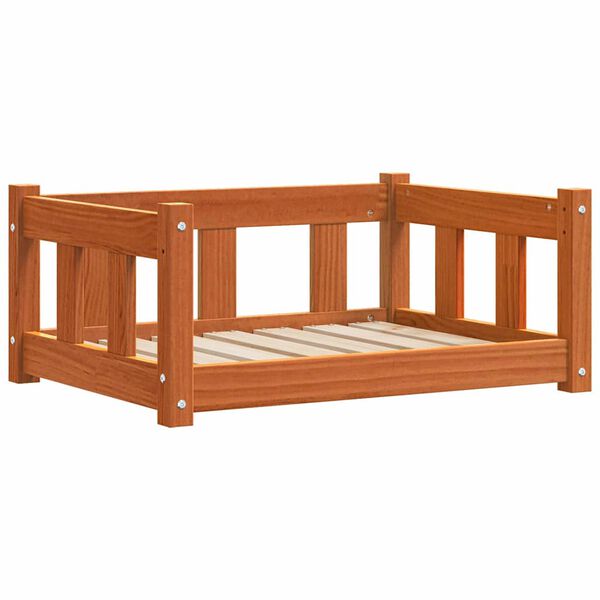 vidaXL Hundebett Wachsbraun 65,5 x 50 x 28 cm Massives Kiefernholz