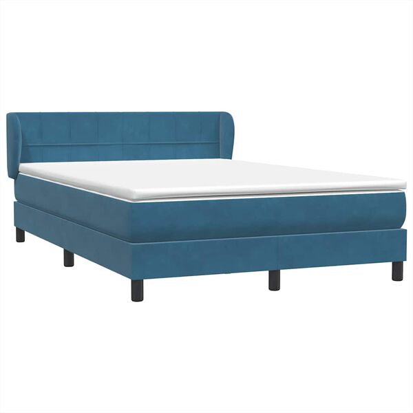 vidaXL Boxspringbett mit Matratze Dunkelblau 160x220 cm Samt