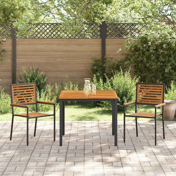 vidaXL Garten Essgruppe 3 pcs Schwarz und Braun Poly-Rattan