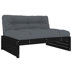 vidaXL Mittelsofa Schwarz 120x80 cm Massivholz Kiefer