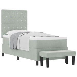 vidaXL Boxspringbett mit Kissen mit Kopfteil Hellgrau 200 x 80 cm Samt