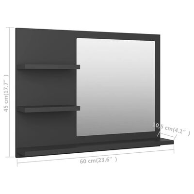 vidaXL Badspiegel Grau 60x10,5x45 cm Holzwerkstoff