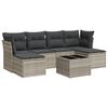 vidaXL 7-tlg. Garten-Sofagarnitur mit Kissen Hellgrau Poly Rattan