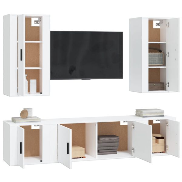 vidaXL 5-tlg. TV-Schrank-Set Weiß Holzwerkstoff