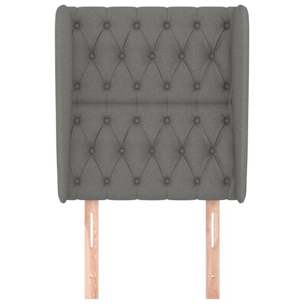 vidaXL Kopfteil mit Ohren Dunkelgrau 83x23x118/128 cm Stoff