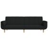vidaXL Schlafsofa 2-Sitzer mit Hocker & Zwei Kissen Schwarz Stoff