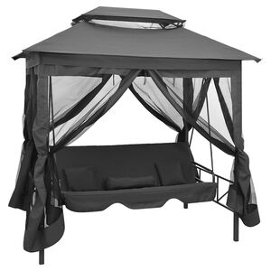 vidaXL Gartenschaukel mit Bettfunktion und Dach 220&times;160&times;240 cm Stahl