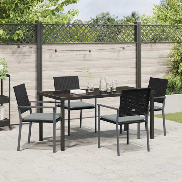 vidaXL Garten Essgruppe 5 pcs Schwarz und Hellgrau PE-Rattan