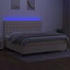 vidaXL Boxspringbett mit Matratze & LED Creme 200x200 cm Stoff