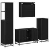 vidaXL Badezimmerm&ouml;bel-Set 4 pcs Schwarz Eichen-Optik Holzwerkstoff