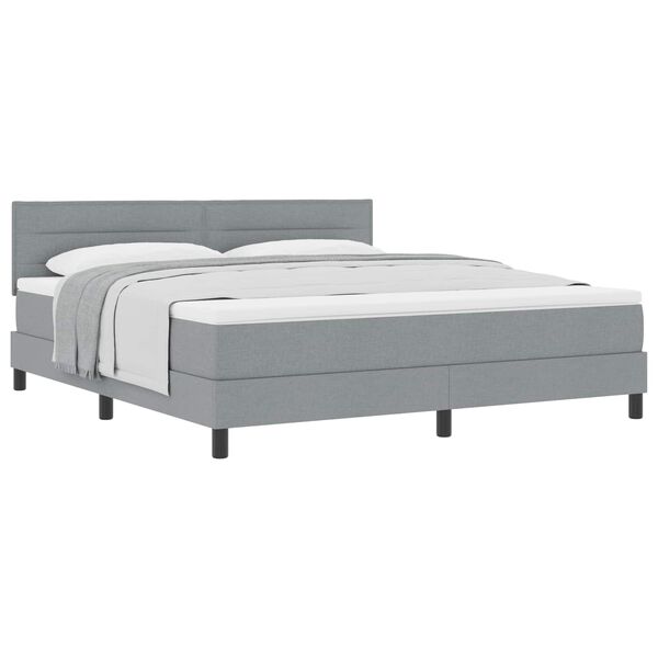 vidaXL Boxspringbett mit Matratze Hellgrau 180 x 200 cm Stoff
