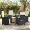 vidaXL Garten Essgruppe mit Kissen 5 pcs Schwarz Poly-Rattan