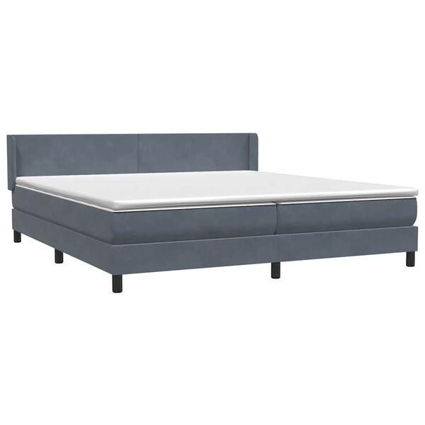 vidaXL Boxspringbett mit Matratze Dunkelgrau 180x220 cm Samt