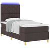 vidaXL LED Boxspringbett mit Matratze Dunkelbraun 90 x 200 cm Stoff