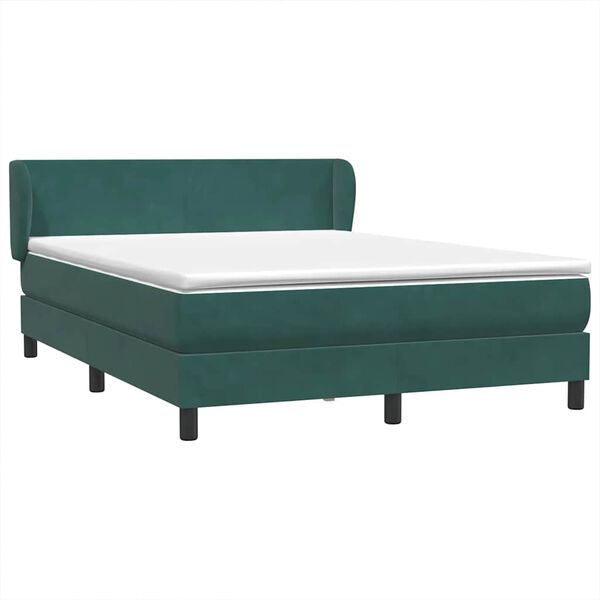 vidaXL Boxspringbett mit Matratze Dunkelgr&uuml;n 140x220 cm Samt