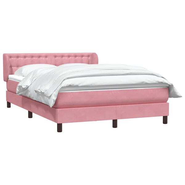 vidaXL Boxspringbett mit Matratze Rosa 160x220 cm Samt
