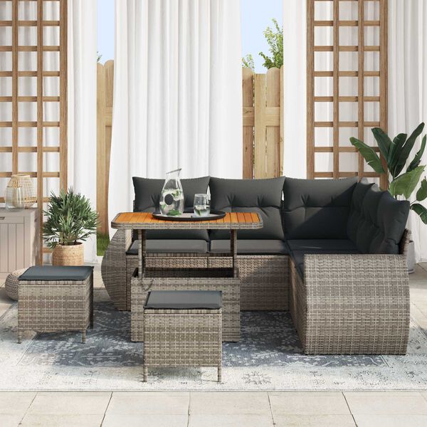 vidaXL Gartensofa-set 8 pcs Grau Poly-Rattan