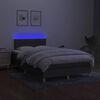 vidaXL Boxspringbett mit Matratze & LED Dunkelgrau 120x190 cm Stoff