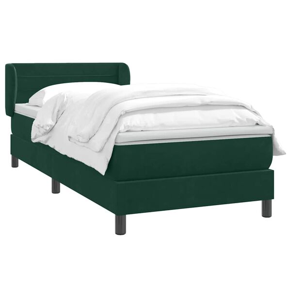 vidaXL Boxspringbett mit Matratze Dunkelgr&uuml;n 90x220 cm Samt