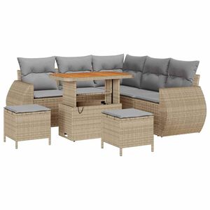 vidaXL Gartensofa-set 8 pcs Beige Poly-Rattan