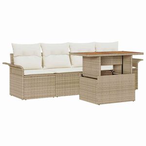vidaXL Gartensofa-set 5 stk. Beige und Creme Poly-Rattan