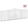 vidaXL Gabionen mit Hochbogen 7 Stk. 400x30x120/140cm Verzinktes Eisen