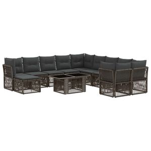 vidaXL Gartensofa-set 12 stk. Grau Poly-Rattan
