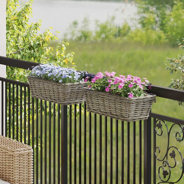 vidaXL H&auml;ngender Blumentopf Korb 2 pcs Grau 48 x 22 x 15 cm