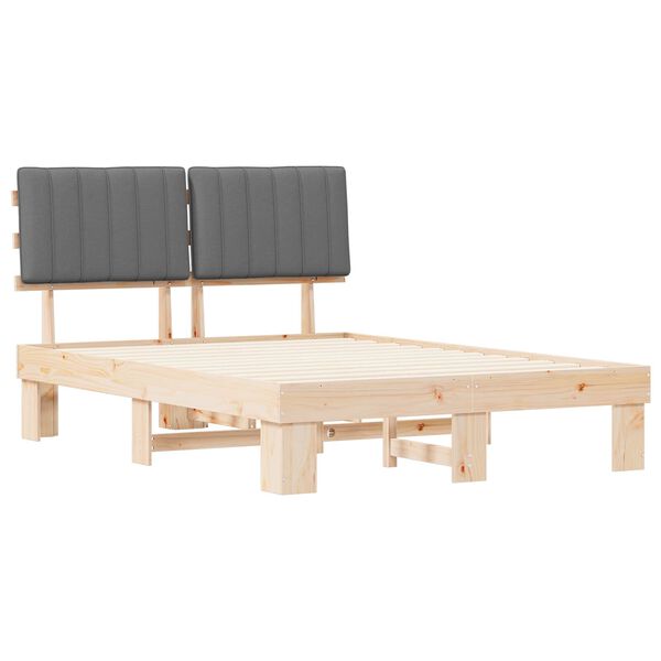 vidaXL Bettgestell mit gepolstertem Kopfteil Hellgrau 135 x 190 cm