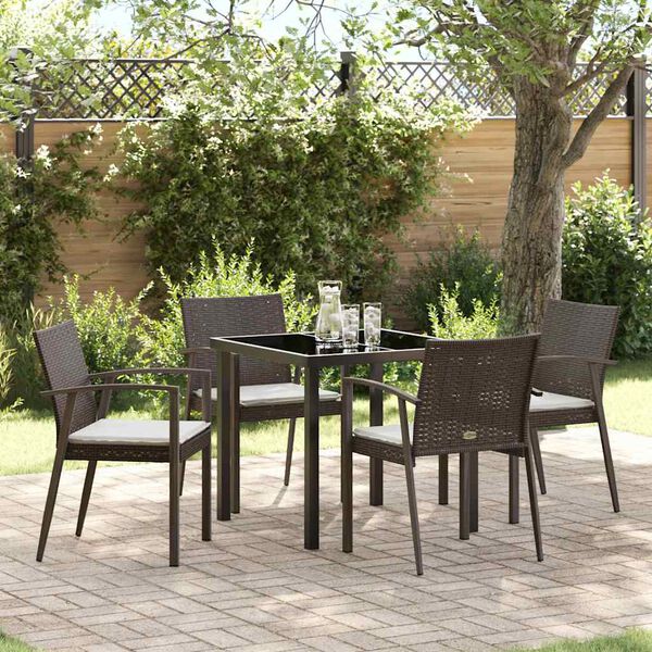 vidaXL Garten Essgruppe 5 pcs Braun und Schwarz PE-Rattan