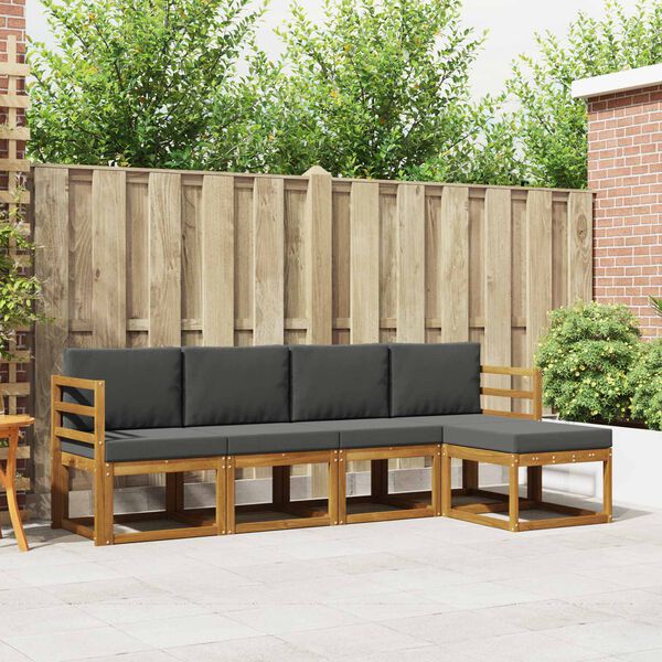 vidaXL Outdoor-Sofagarnitur mit Kissen 5 pcs Natur und Anthrazit