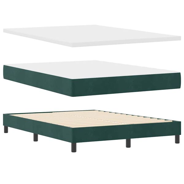 vidaXL Boxspringbett mit Matratze Dunkelgr&uuml;n 200 x 160 cm Samt