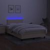 vidaXL Boxspringbett mit Matratze & LED Creme 120x190 cm Stoff