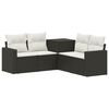 vidaXL Sofa Set 5 stk. Schwarz und Cremewei&szlig; Polyrattan und Stahl