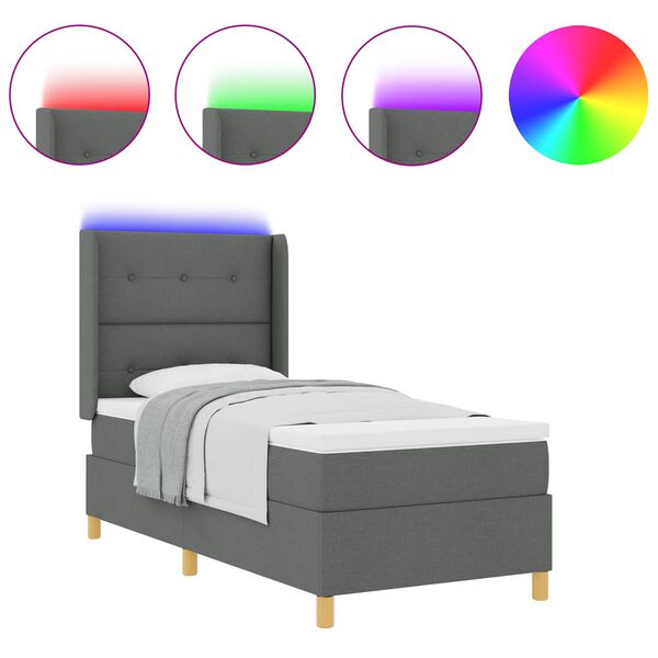 vidaXL Boxspringbett mit Matratze mit Kopfteil Grau 140 x 200 cm Stoff