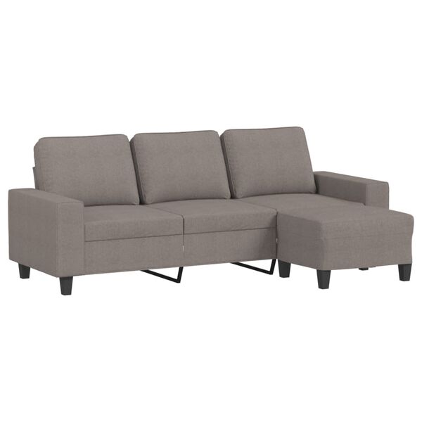 vidaXL 3-Sitzer-Sofa mit Hocker Taupe 180 cm Stoff