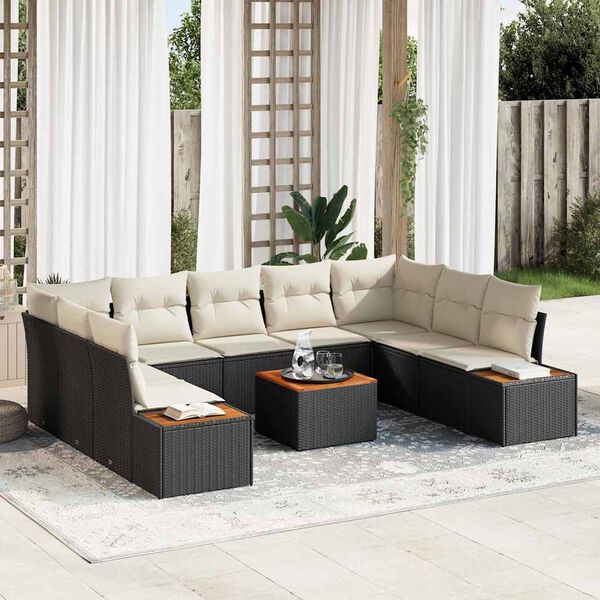 vidaXL Gartensofa-set mit Kissen 5 pcs Schwarz und Creme Polyrattan