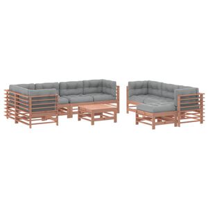 vidaXL 10-tlg. Garten-Lounge-Set mit Kissen Massivholz Douglasie