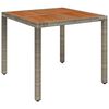 vidaXL Gartentisch mit Holzplatte Grau 90x90x75 cm Poly Rattan